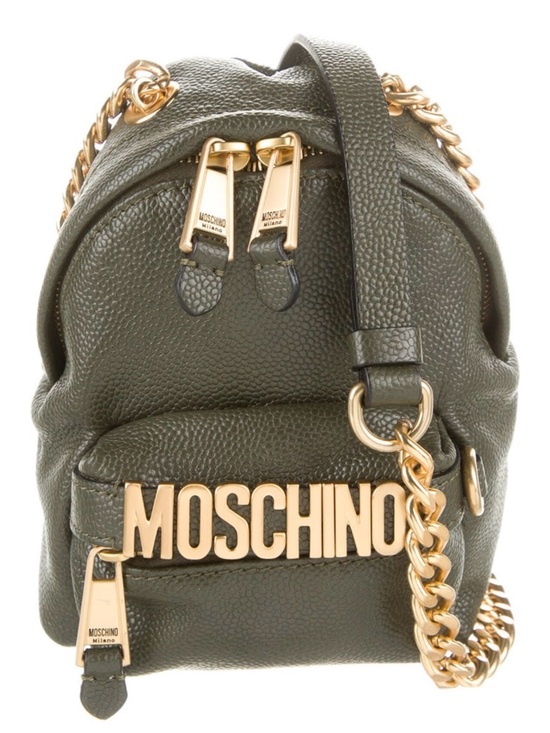 Moschino Handbags - Moschino Olive Green MINI Pebbled Leather  Bag with Gold Hardware